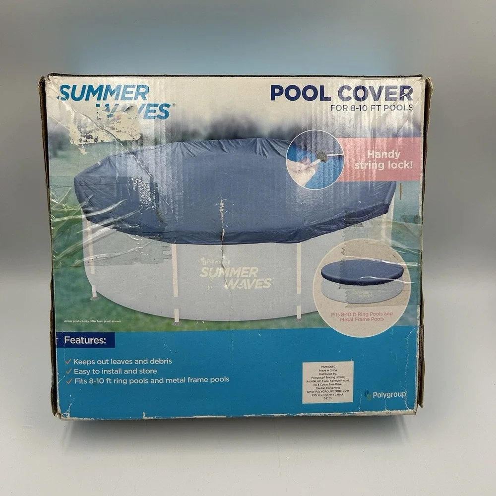 Summer Waves 8-10 FT Pool Cover (Fits‎ Both Ring And Metal Frame) New Open Box